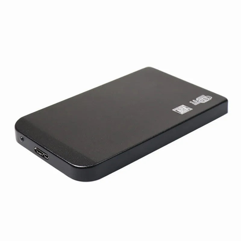 External portable hard drive with metal shell, black, 120mm x 80mm x 15mm, USB connection