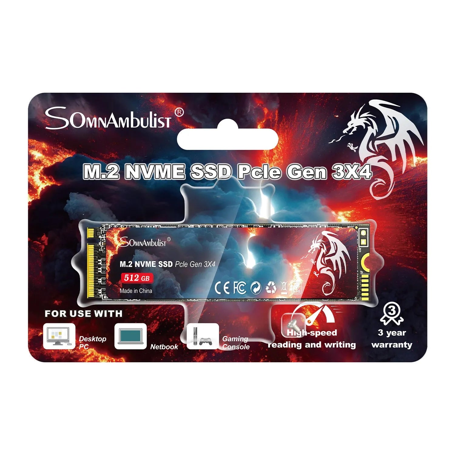 M.2 NVMe solid state drive for desktop computers with 80mm by 22mm dimensions