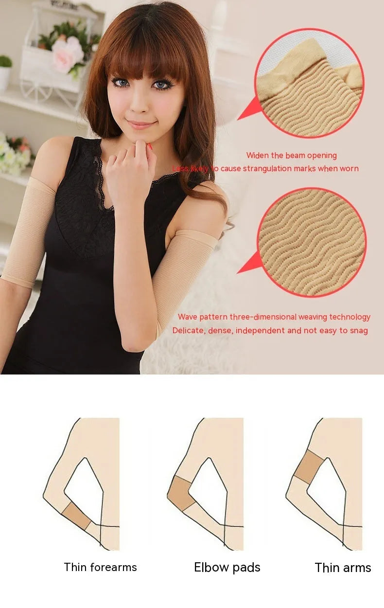 Women's shaping arm sleeve in nylon fabric black and skin colour options free size