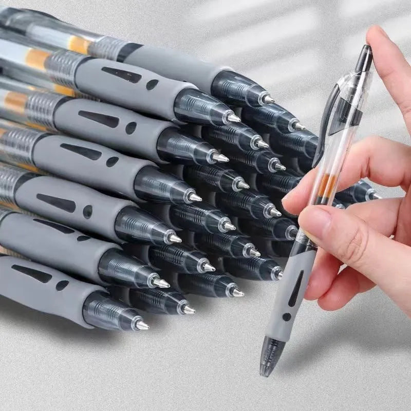 Fashion personality gel pen with 0.5mm tip in black, blue, and red colour options.