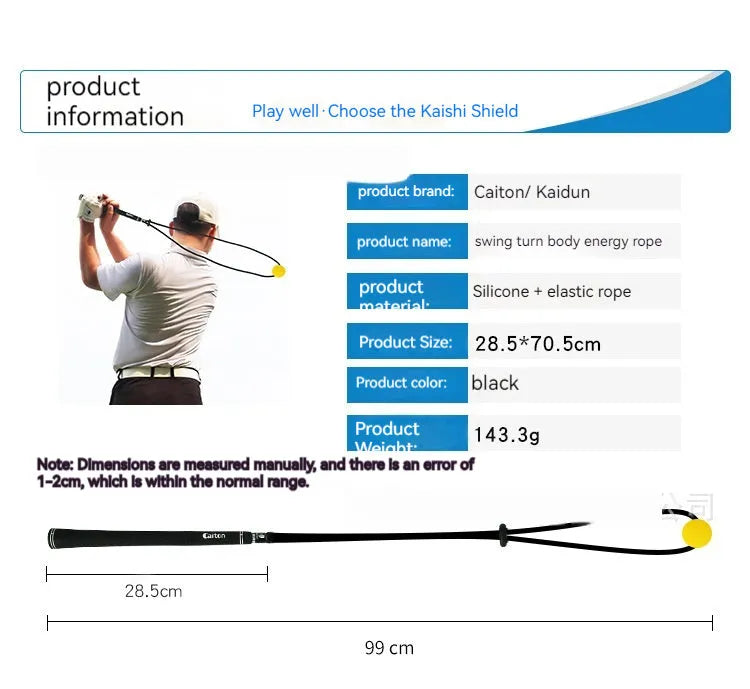 Black silicone elastic golf swing trainer for physical correction practice
