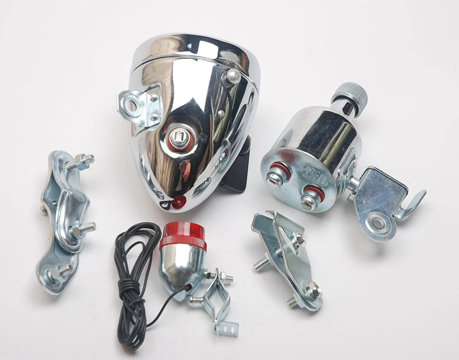 Silver bicycle dynamo light generator modification kit with friction drive for 12V6W and 6V3W power options