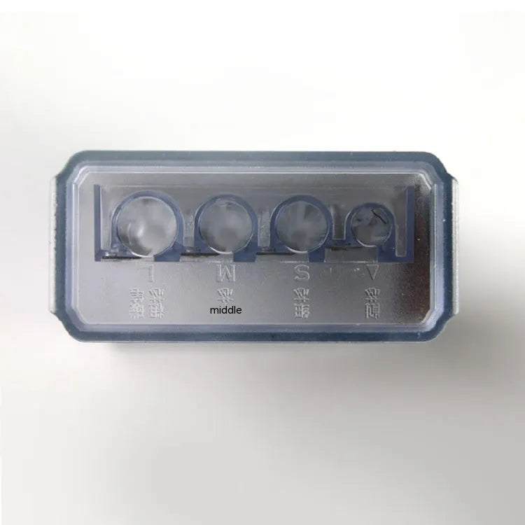 Geometric four-hole pencil sharpener with plastic construction and included screwdriver