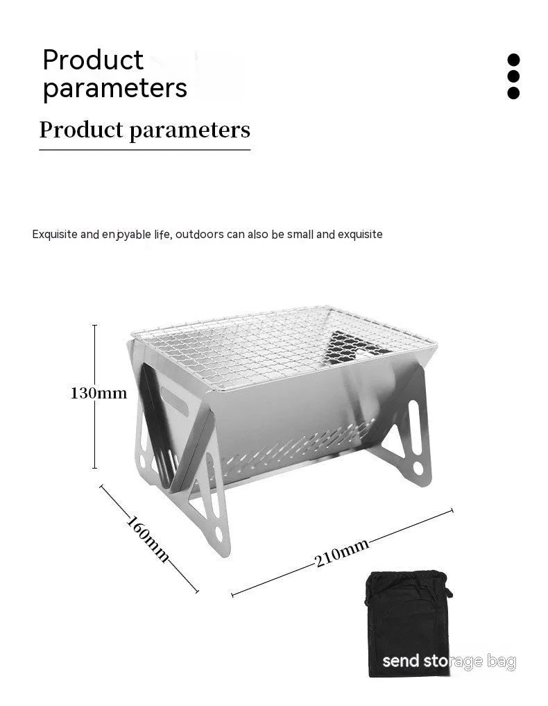 Folding stainless steel barbecue oven with large grill and storage bag for outdoor cooking