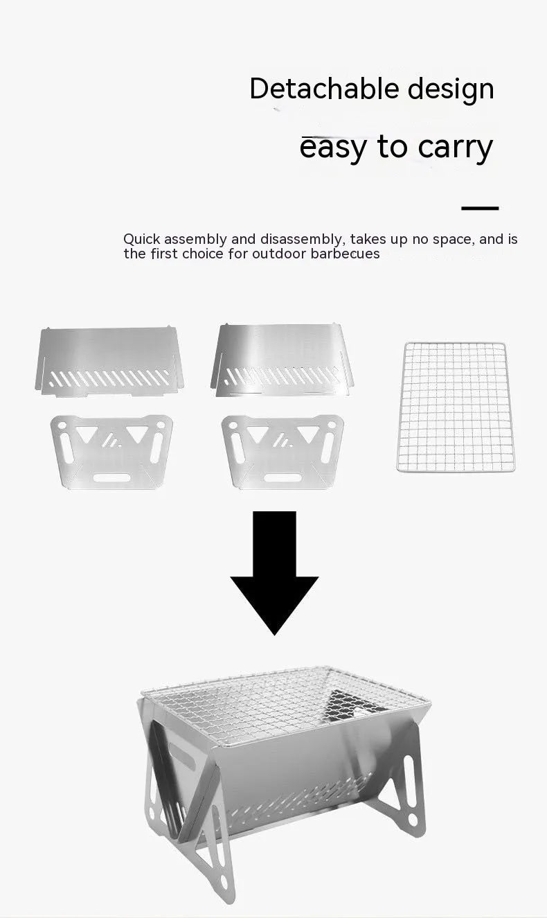 Folding stainless steel barbecue oven with large grill and storage bag for outdoor cooking