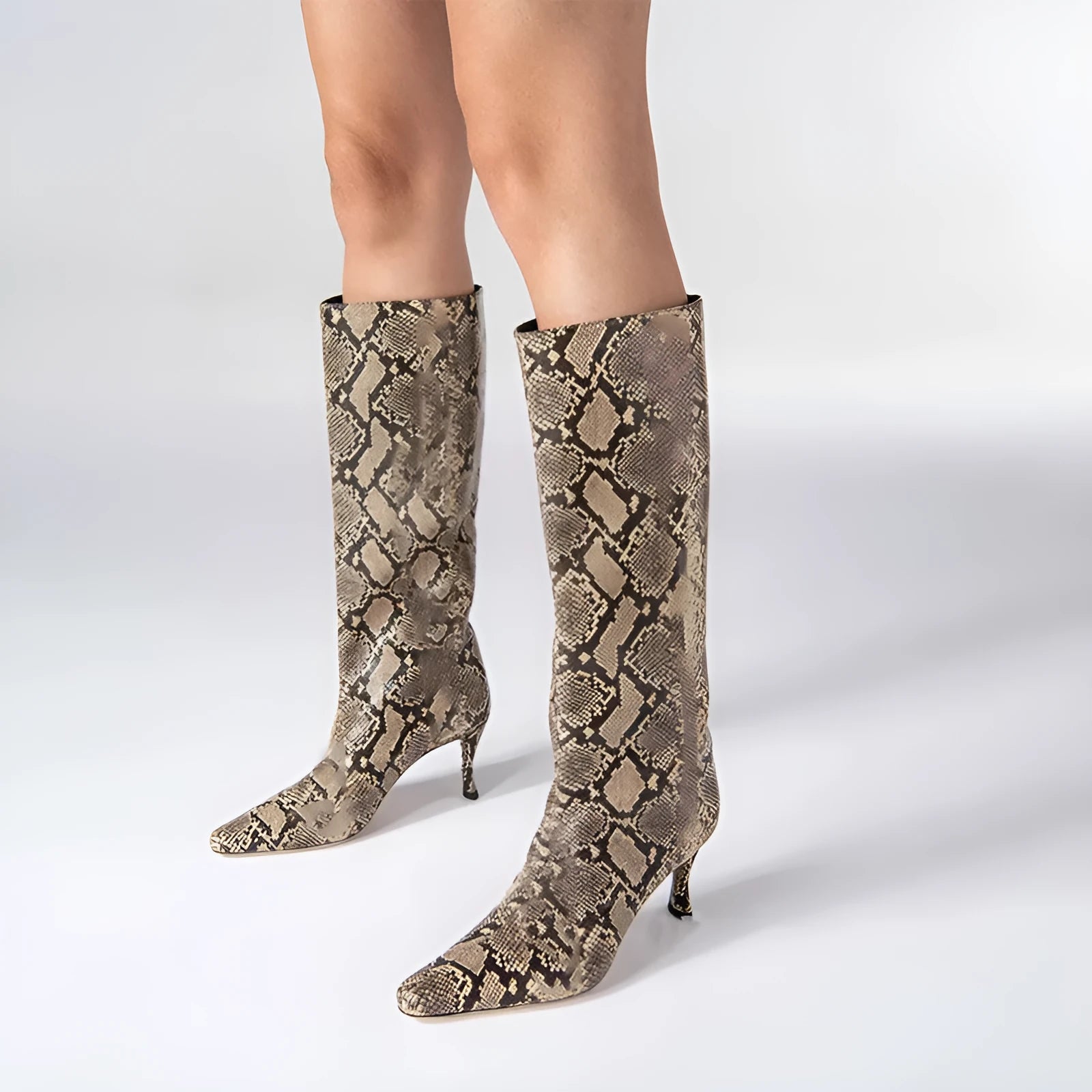 Women's square toe cowboy boots in microfiber, shown in a selection of available colours.