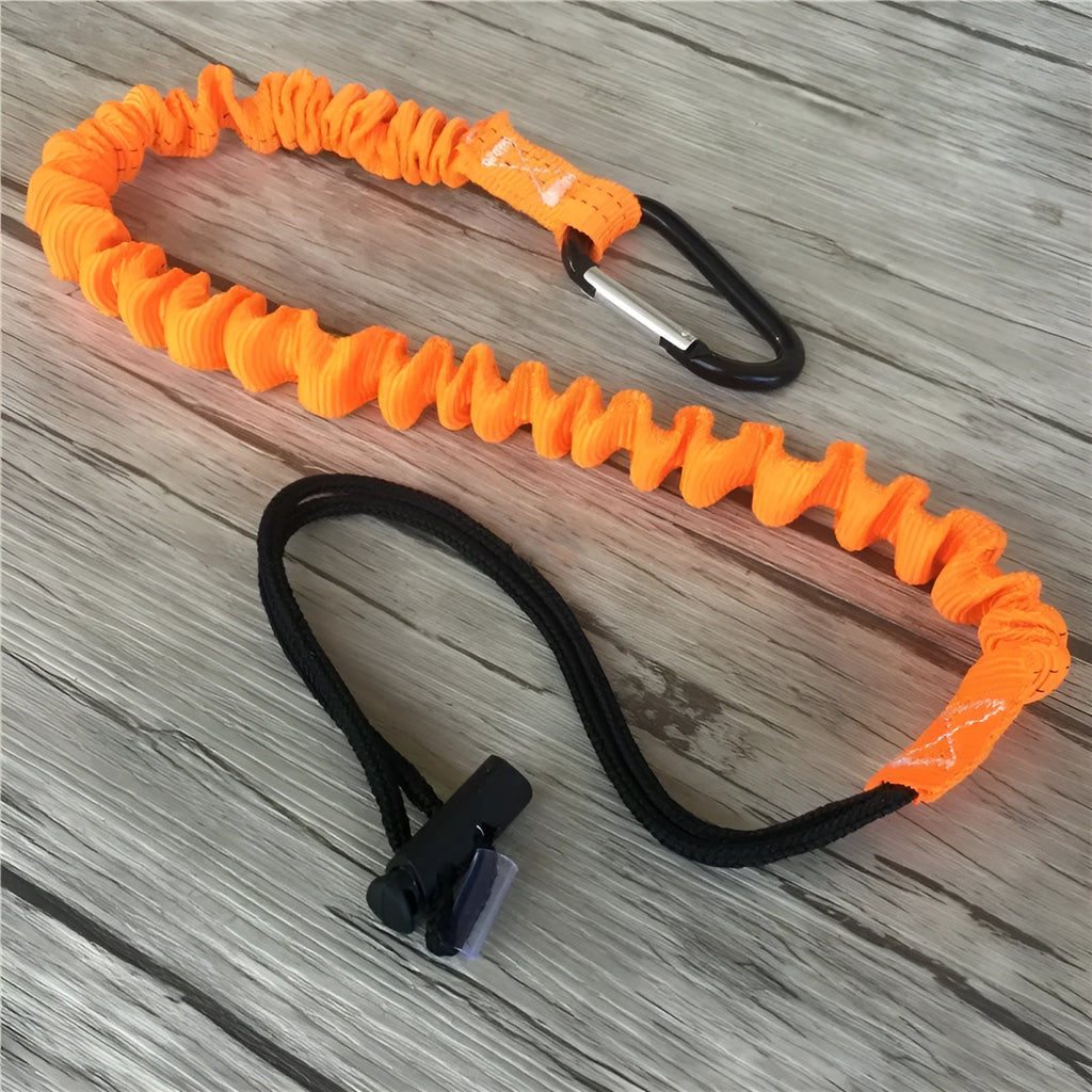 Orange 90cm fishing rod safety rope with elastic anti-separation design