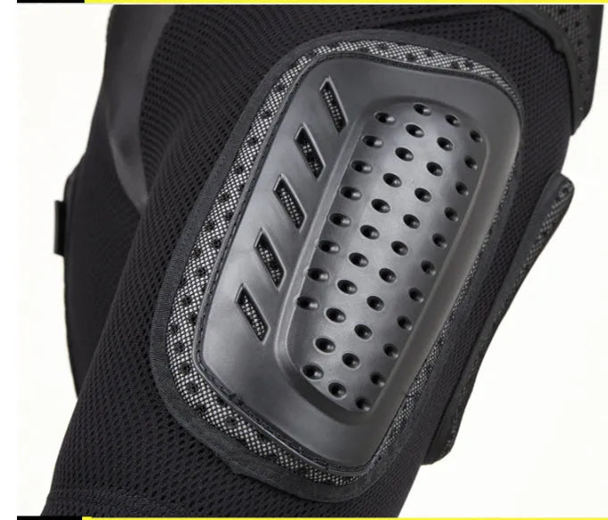 Black cycling hip protection pants with removable padding, shown in size L on an adult model.