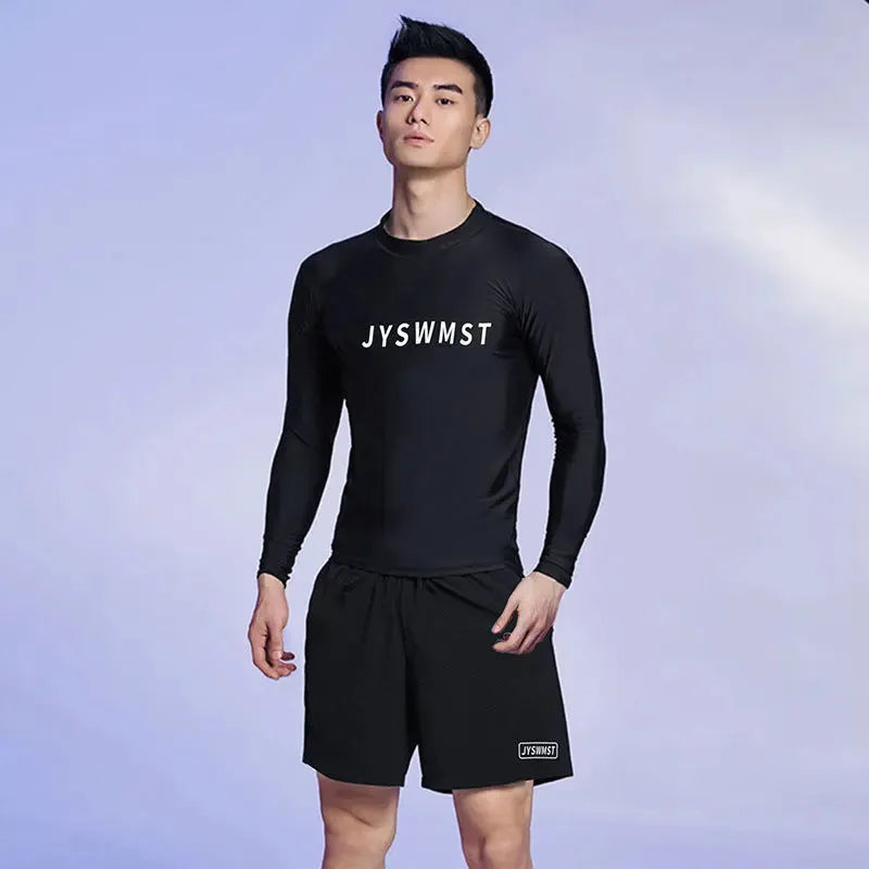 Men's polyester swimming trunks set with pattern design in plus sizes