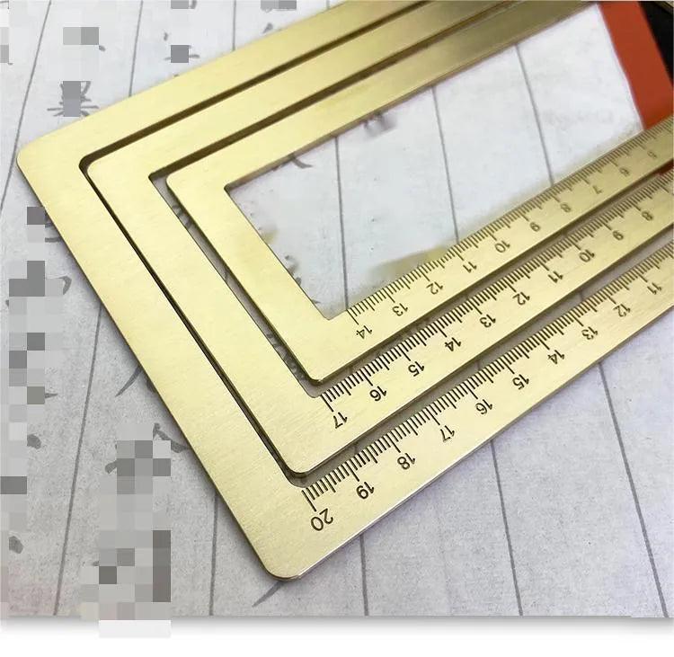 Solid brass calligraphy weight brush and paper scale with decorative carved designs