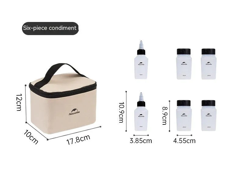 Naturehike six-piece portable seasoning bottle set with PP plastic construction