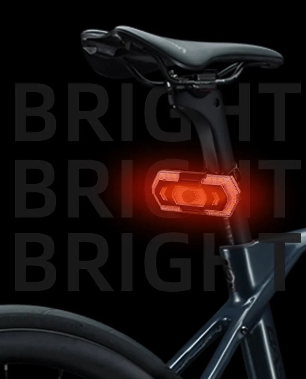 Black wireless remote control motorcycle taillight with LED indicators and USB charging port
