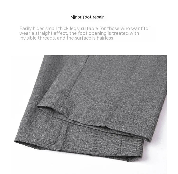 Business formal straight-leg suit pants in black for women, front view