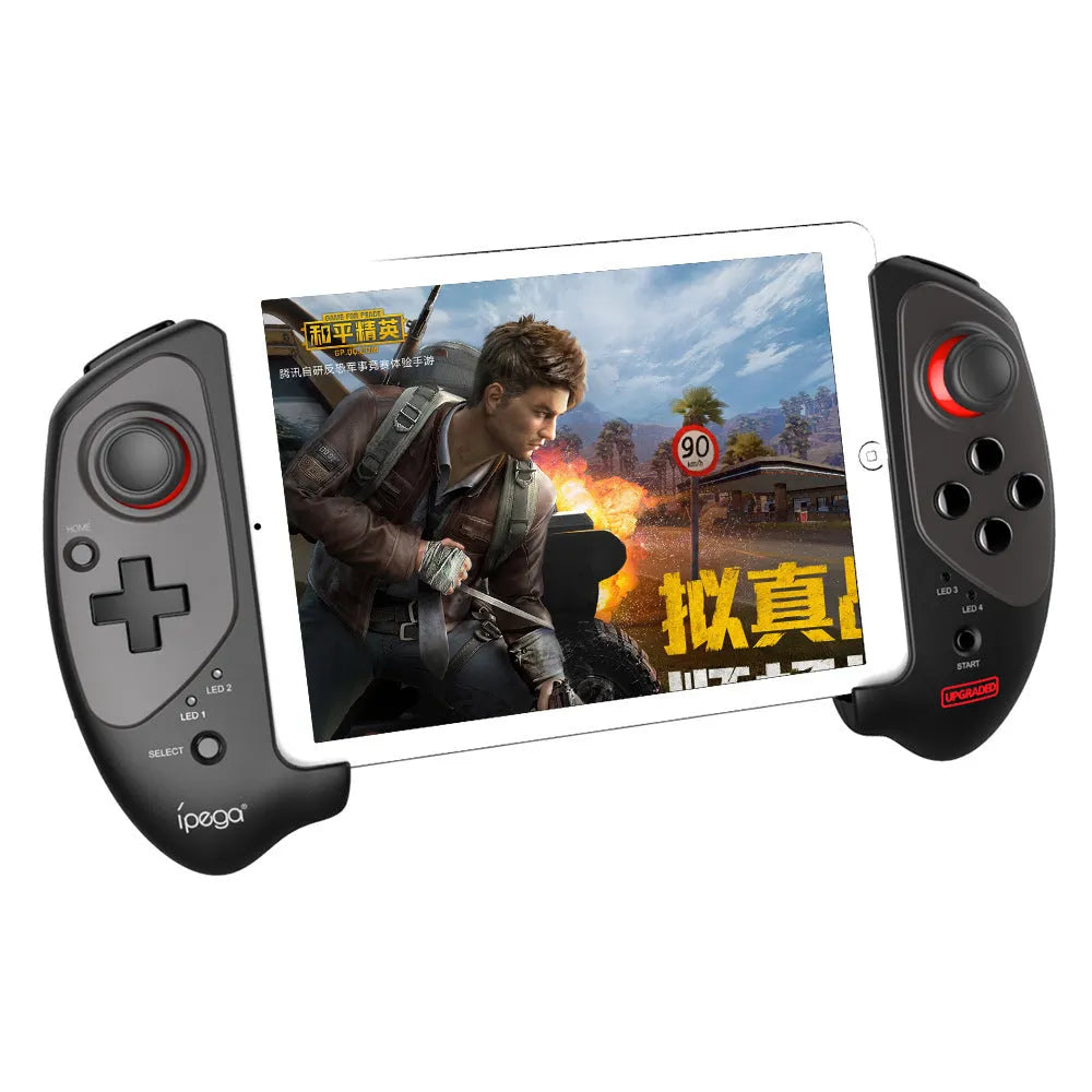 Red telescopic Bluetooth gamepad controller extended, with USB cable, for Android iOS and PC