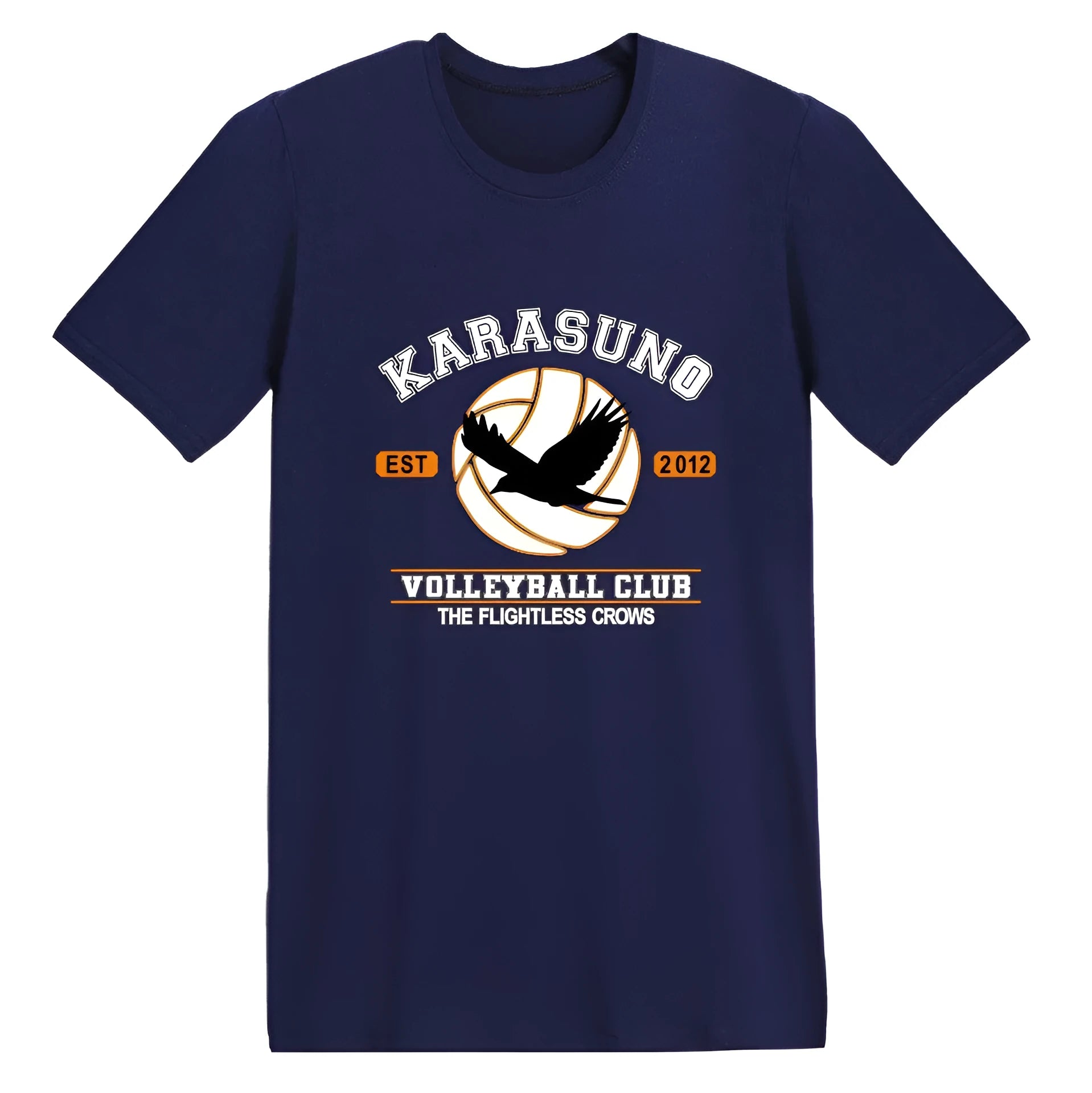 Harajuku anime t-shirt for men with printed Haikyuu design, round neck, short sleeves in milk silk polyester