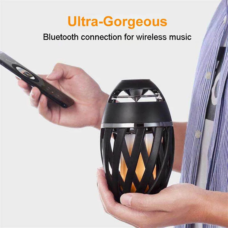 Black flame-shaped Bluetooth speaker box for home decoration with USB charging cable