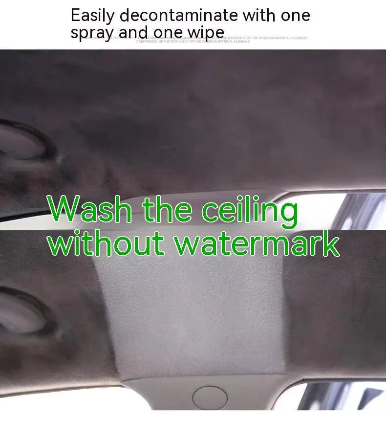 Wash free fabric roof foam decontamination cleaner bottles with cleaning towels and sponge wipes for interior ceiling cleaning