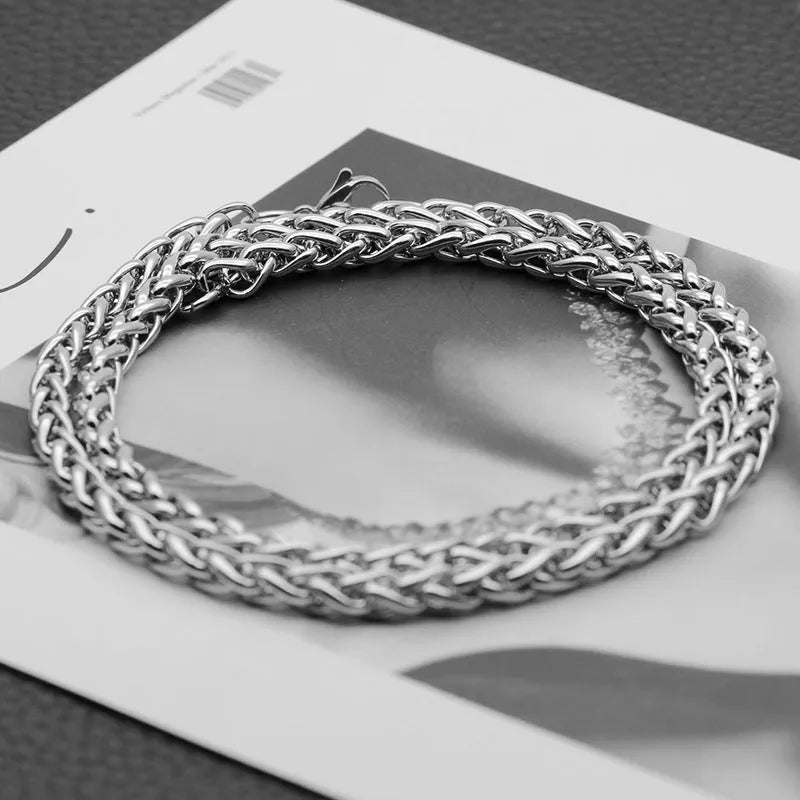 Silver titanium steel necklace for men in 3mm, 4mm, 5mm or 6mm width and 45cm to 90cm length