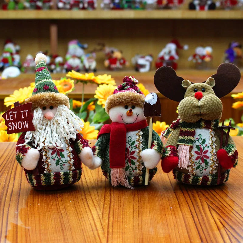 Red, green and white flannel snowman Christmas decoration measuring 18cm by 13cm
