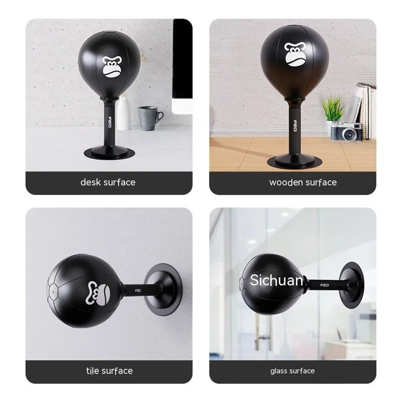 Desktop speed ball reaction trainer with PU ball in vertical style, Cool Bear design on desk
