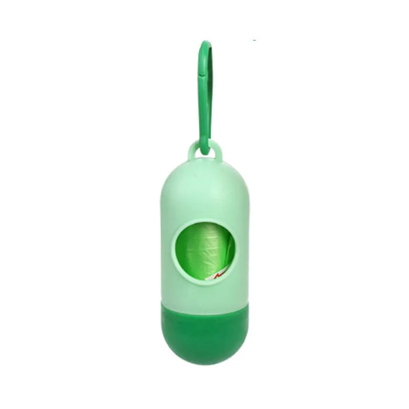 Roll of coloured plastic pet waste bags showing size of 22.5cm by 30cm.
