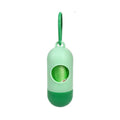 Roll of coloured plastic pet waste bags showing size of 22.5cm by 30cm.