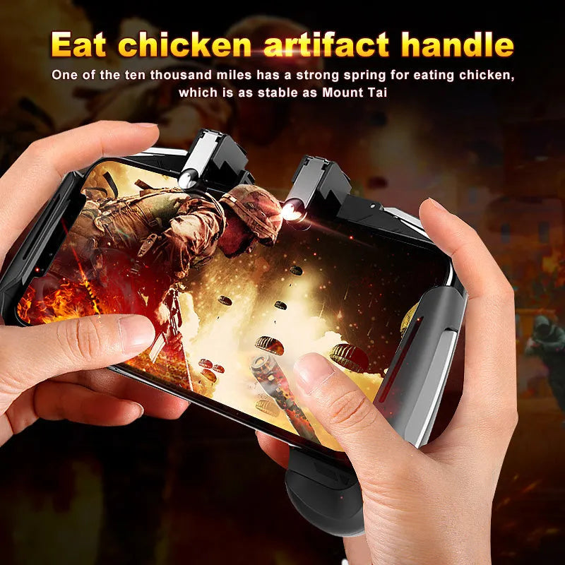 AK16 extendable mobile phone game controller with L1 and R1 trigger buttons in red and blue colours