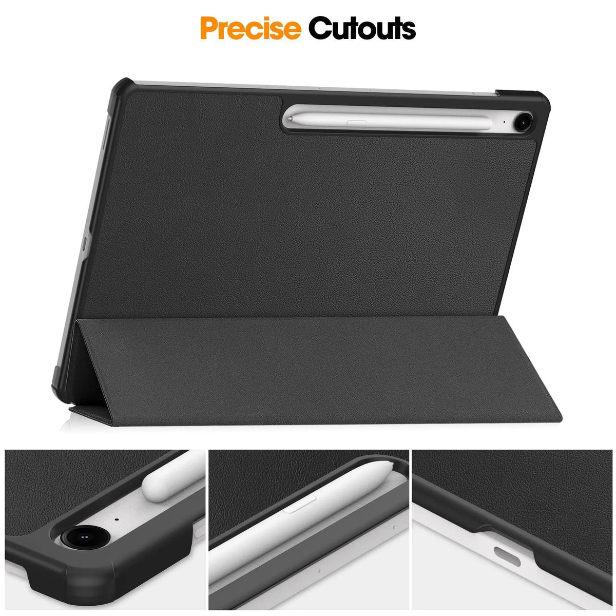 Samsung Galaxy Tab S10 FE Plus 13.1 inch leather protective case in tri-fold stand position