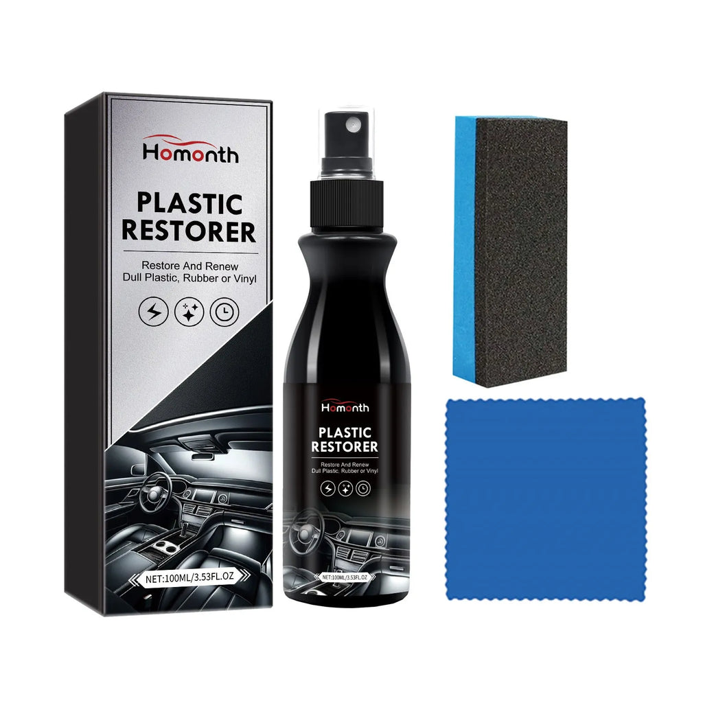 100ml car plastic renovation agent set with sponge and cloth for automotive interior plastic cleaning