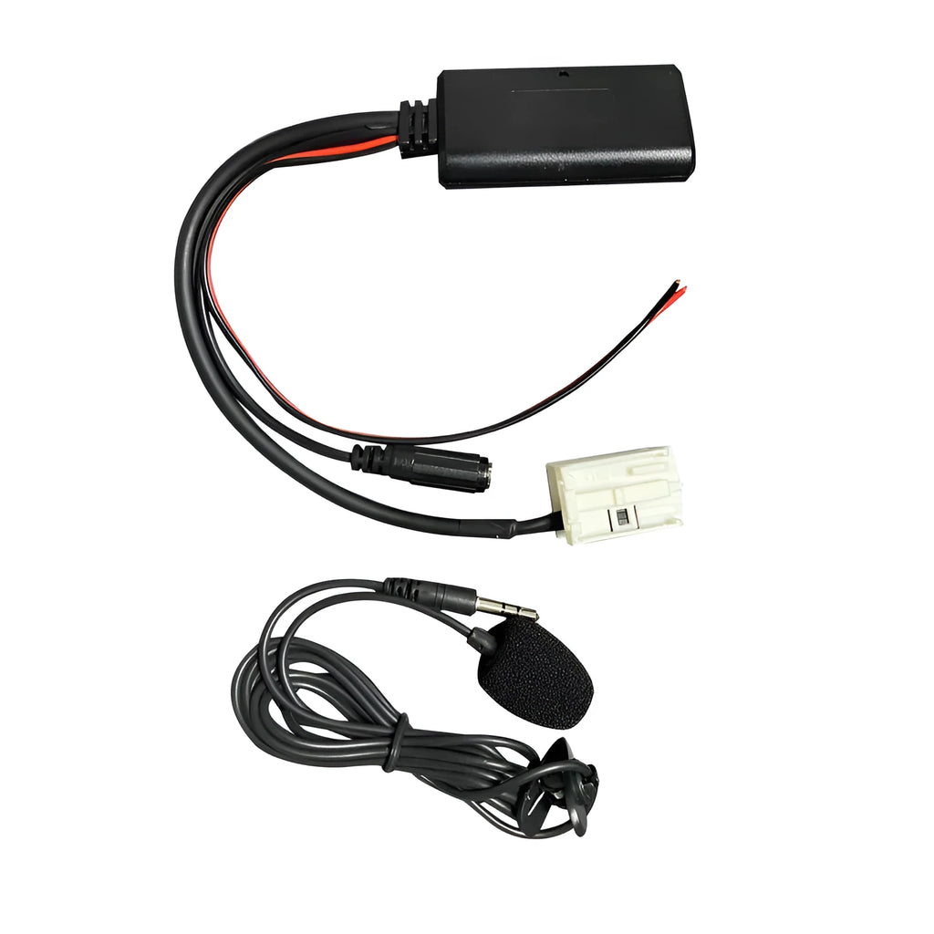 Bluetooth AUX cable adapter for Citroen and Peugeot RD4 car stereos with optional microphone.