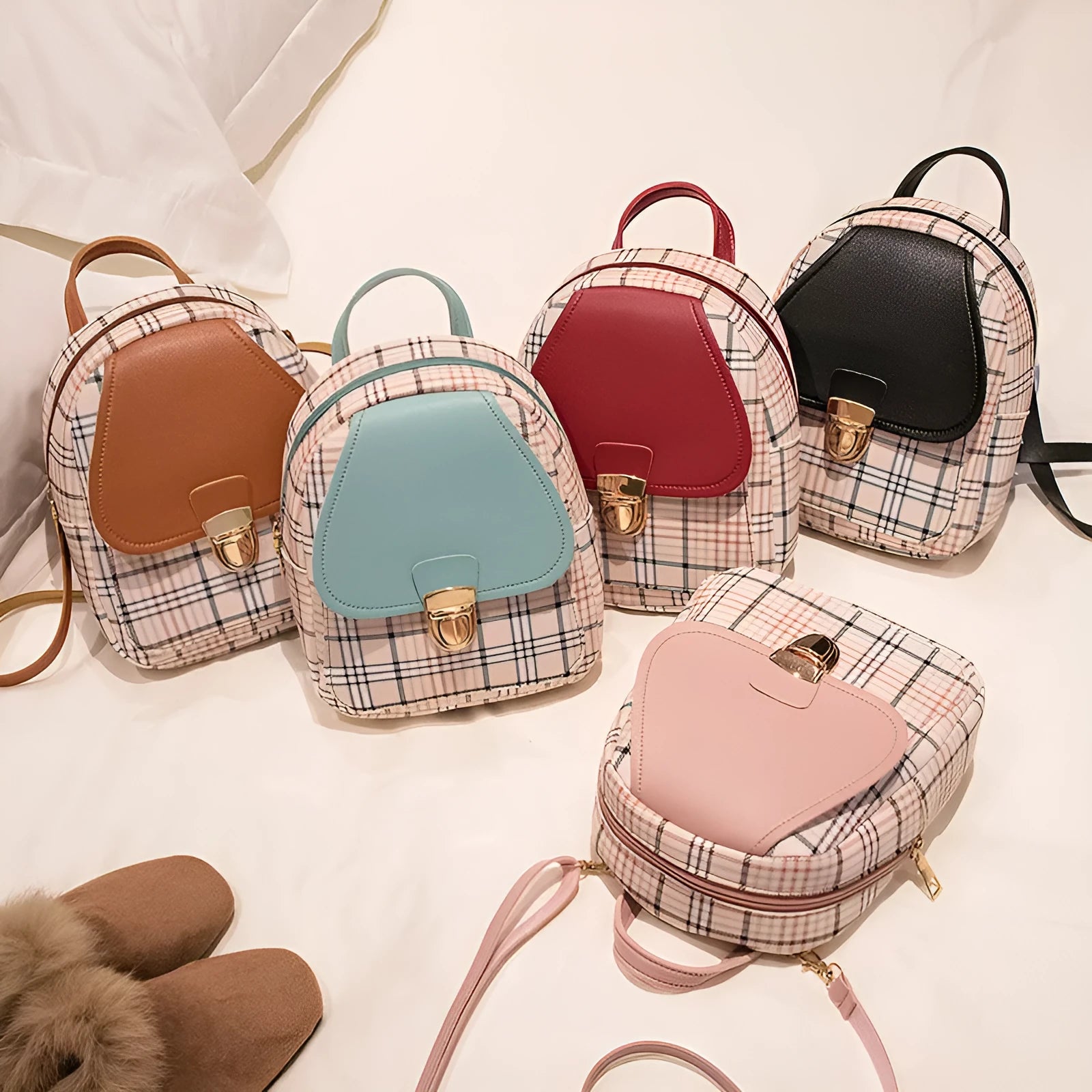 A black PU one shoulder diagonal phone bag worn crossbody, also shown held in hand.