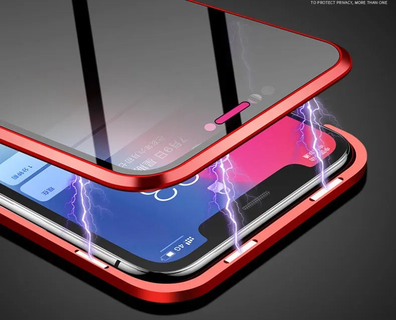 Samsung Galaxy anti-peeping magnetic phone case in clamshell design with double-sided glass