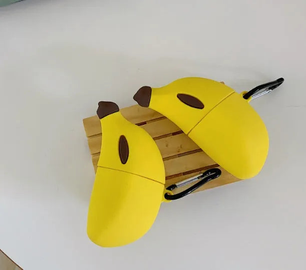 Yellow banana print silicone protective case for Apple AirPods Pro wireless Bluetooth headphones