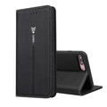 PU leather wallet phone case for iPhone showing card slots and cash compartment in khaki colour
