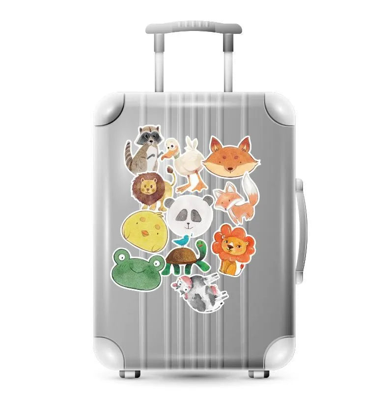 36 piece retro beach sticker collection with surfing theme, PVC material with matte finish, sizes 6-10cm