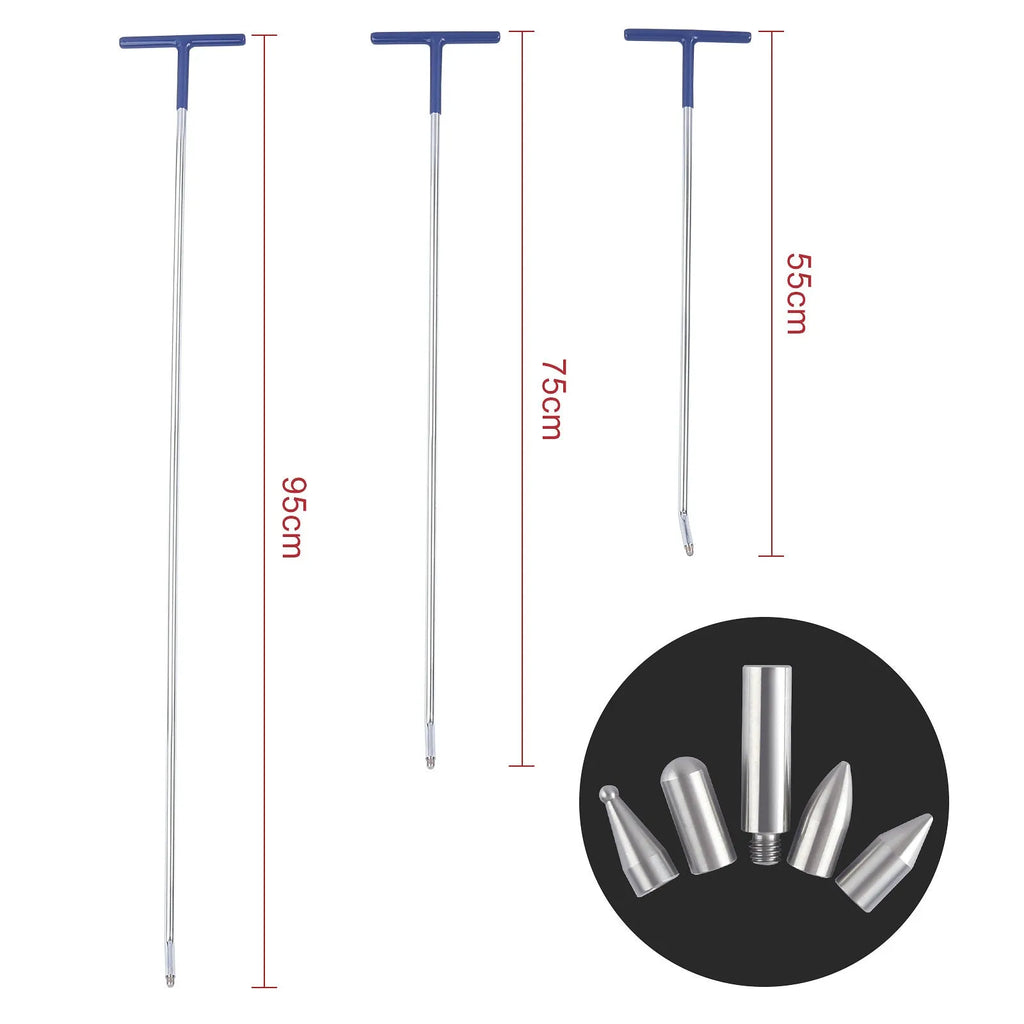 Three-piece alloy steel car dent repair hook crowbar tool set for automotive bodywork panel maintenance