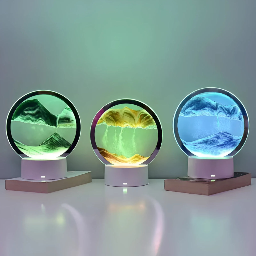 Creative decompression quicksand painting small USB night lamp in blue with moving sand, 160x185mm