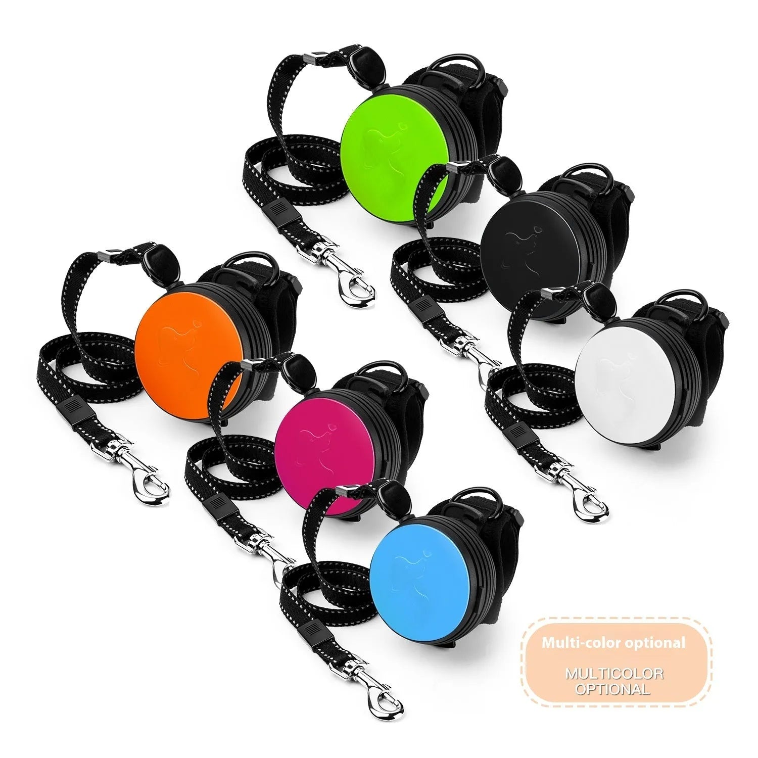 Retractable dog leash extended to 3 metres with holding hands grip in six colour options