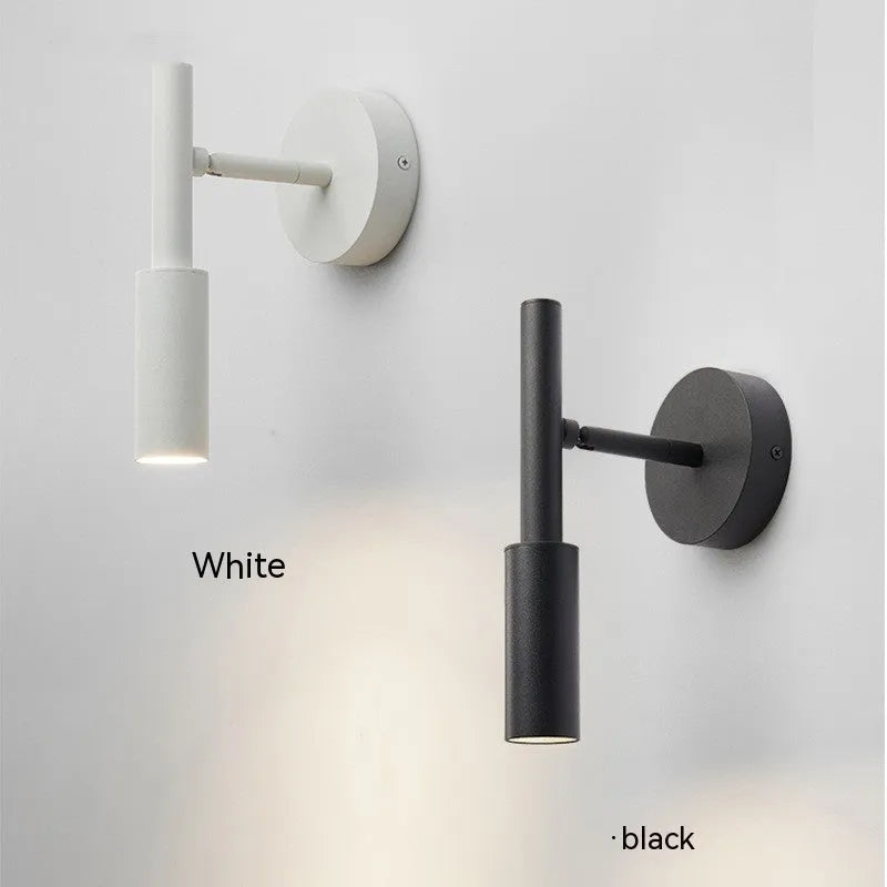 Black or white wrought iron wall lamp with three-colour light source for bedroom or living room