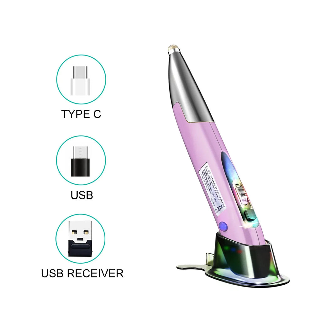 Creative vertical pen mouse wireless 1600DPI in red with NANO receiver on white background