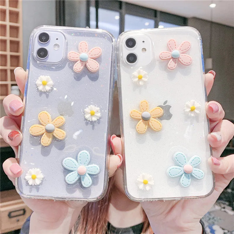 Girl heart phone case with Xuanya flower design for iPhone models