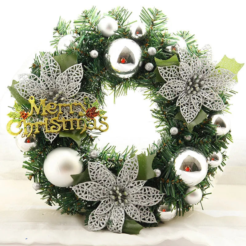 30cm diameter plastic Christmas wreath in multicolour decoration for a front door