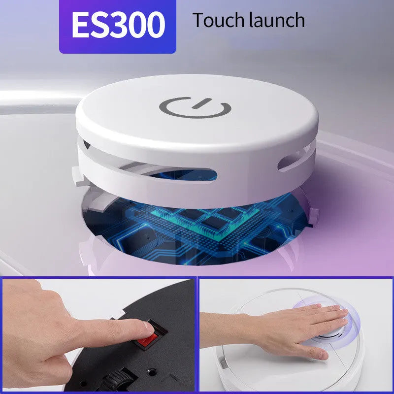 Circular automatic sweeping robot with one-touch button on a hard floor