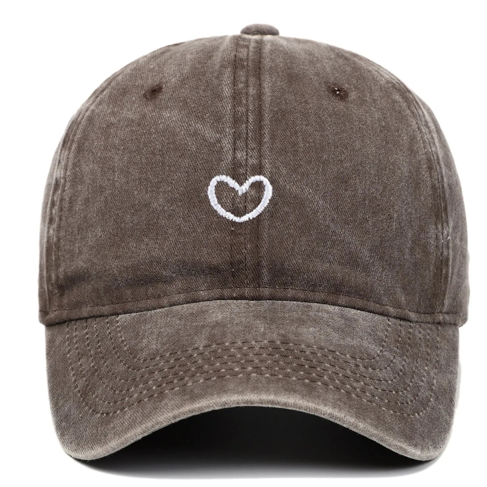 Cotton baseball cap with small love embroidery in adjustable size for sun protection