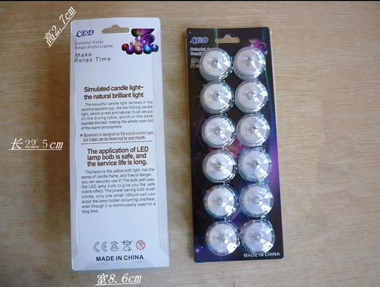 LED waterproof candle light electronic candle set of 12 with 7 colours plum and round styles