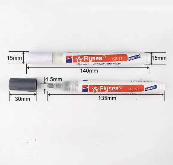 Tile gap grout coating marker pen with water-based ink for ceramic floor repair in six colours