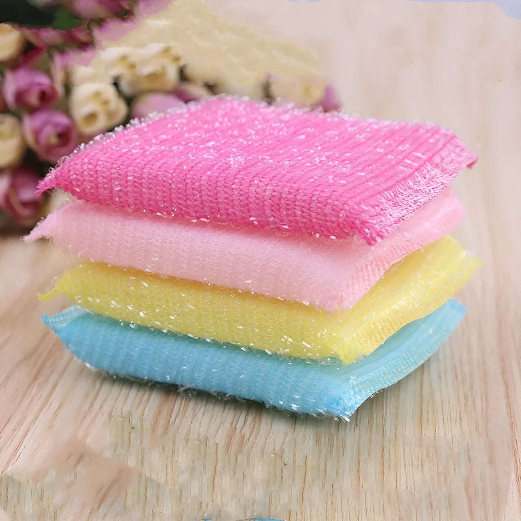 Pinstripe fabric dishwashing spong mop with plastic handle in macaron mixed colours