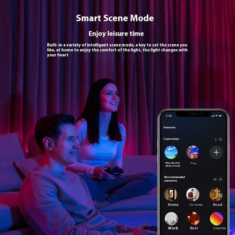 Smart WiFi Bluetooth RGBW colour changing ceiling lamp with remote control and mobile app display