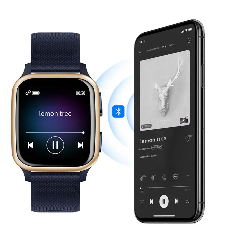 Aluminium alloy smart watch with Bluetooth calling in black, blue, green, and pink colour options