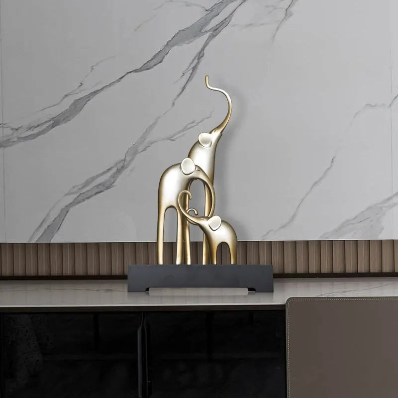 Resin elephant decorative figurine in electroplated gold or painted retro colour finish